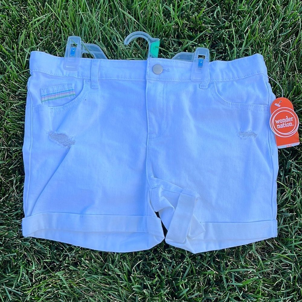 Girls size 12 white shorts